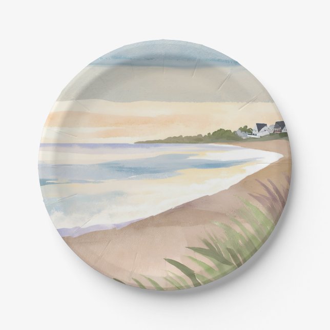 Strandwellen | Küstenmeer Wasserfarbe Pappteller (Vorderseite)