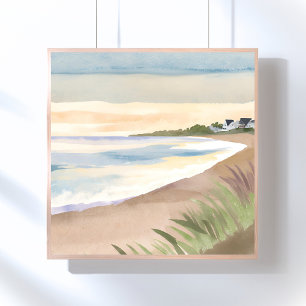 Strandwellen   Küstenozean Aquarell Poster