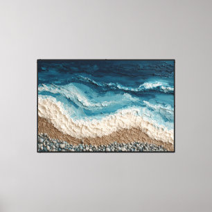 Strandwellen-Ufer-Malerei – Abstrakte Wandkunst Leinwanddruck