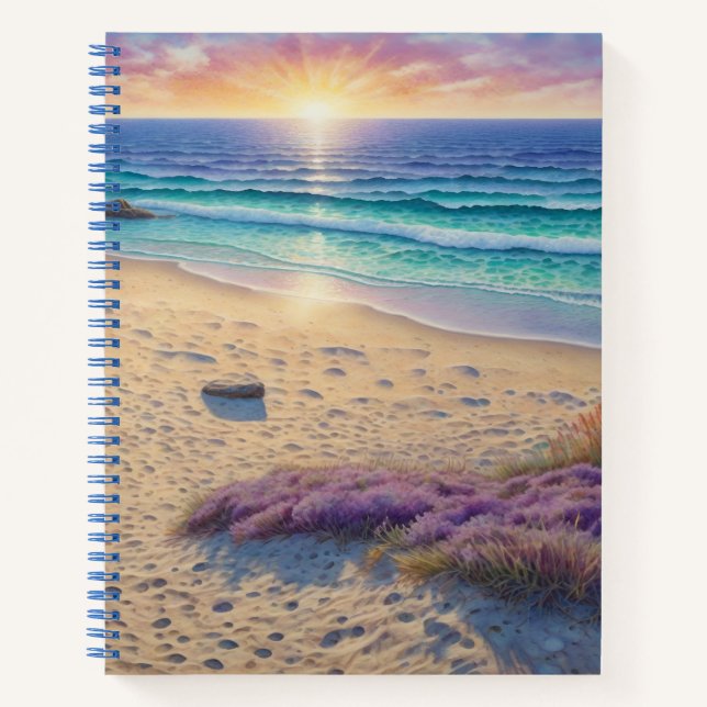 Strandwellen und Uferkunst Notizbuch (Vorderseite)