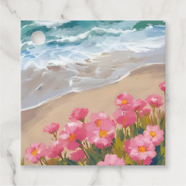 Strandwellen Wasserfarbe Rosa Floral Ufer Malerei Geschenkanhänger