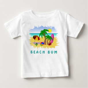 Strandwertlossun-Meer und Brandungs-Spaß-buntes Baby T-shirt