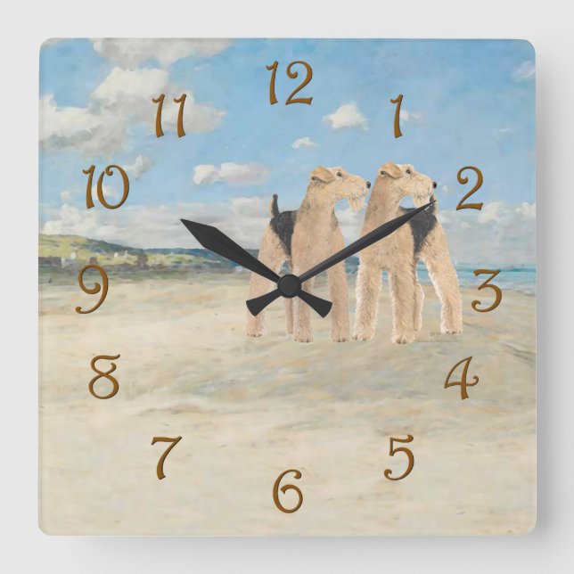 Strandzeit Quadratische Wanduhr (Vorderseite)