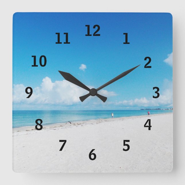 Strandzeit Quadratische Wanduhr (Vorderseite)