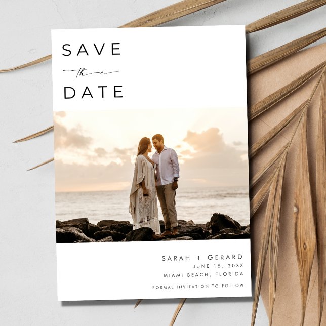 Strandziel Elegantes Foto Hochzeit Save The Date (Beach Destination Elegant Photo Wedding Save The Date)