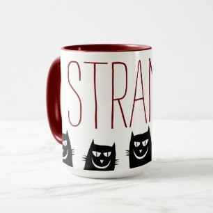 "STRANGE" 5 SCHWARZE KATZEN, KAFFEE-TASSE TASSE