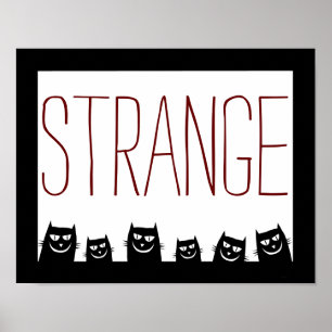 "STRANGE" Black Cat Abstrakt Poster