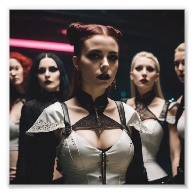 Strange Niedlich Goth Girls Staring Fotodruck (Vorne)