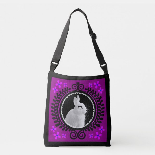Strange White Bunny Crossbody Bag / Shoulder Tote Tragetaschen Mit Langen Trägern (Vorderseite)