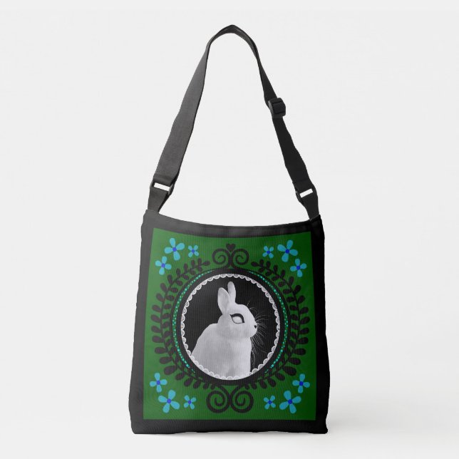 Strange White Bunny Crossbody Bag / Shoulder Tote Tragetaschen Mit Langen Trägern (Vorderseite)