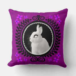 Strange White Bunny: Magenta, Black & Blue Kissen