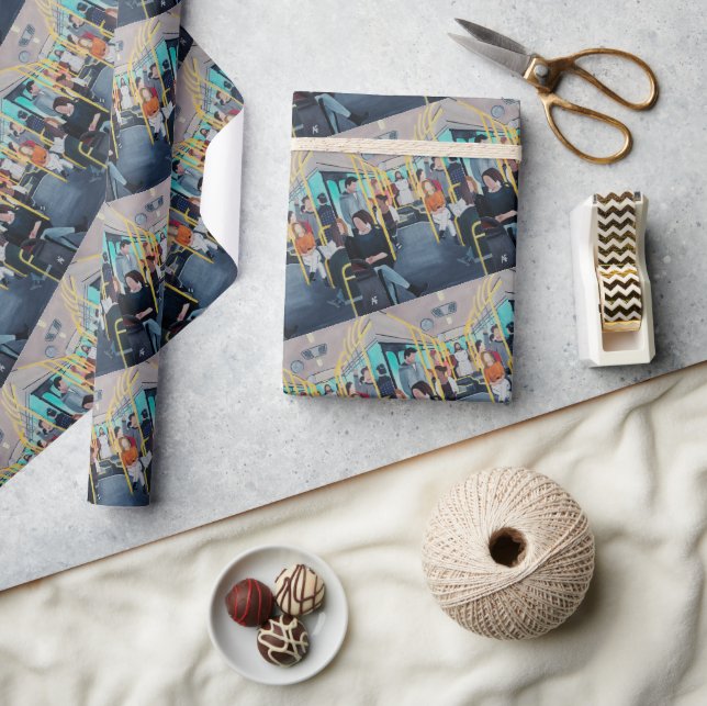 Stranger on the Bus Painting by Alfred Fox Geschenkpapier (Kunsthandwerk)