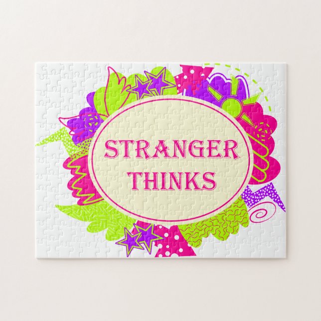 Stranger thinks quote in 80s tv show style puzzle (Horizontal)
