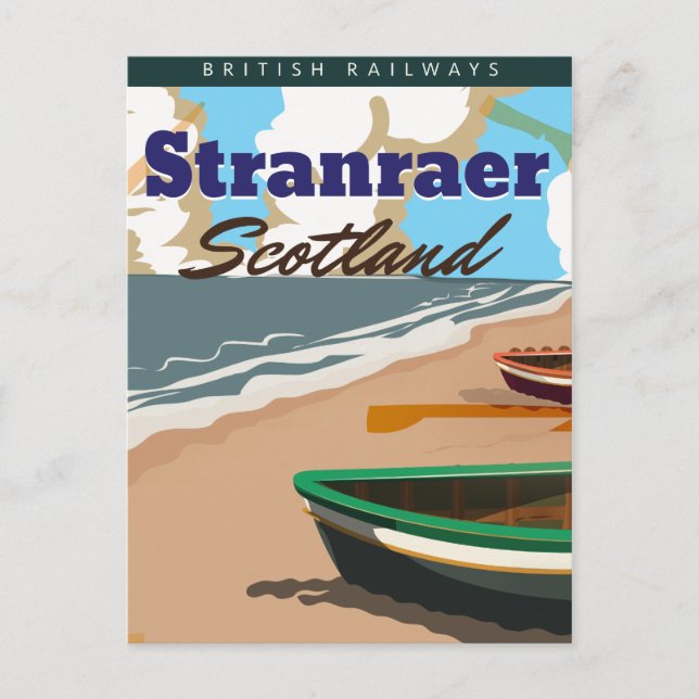Stranraer Scotland Vintage Reiseplakat Postkarte (Vorderseite)