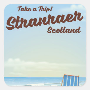 Stranraer Scotland Vintage Reiseplakat Quadratischer Aufkleber