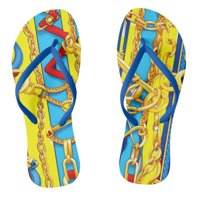 STRAPS, BUCKLES UND KETTEN-DESIGNER-COLLAGE FLIP FLOPS (Fußbett)