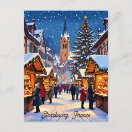 Strasbourg, France Christmas Market Holiday Postkarte