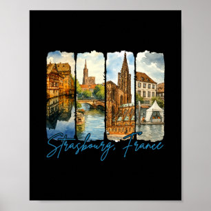 Strasbourg Frankreich Reisende Reise Pinselstrich Poster