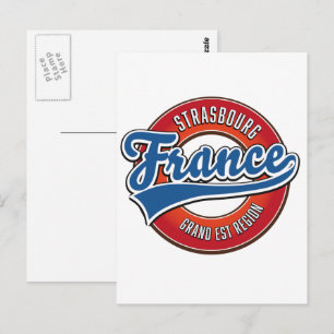 Strasbourg Grand Est Region Frankreich Retro-Logo  Postkarte