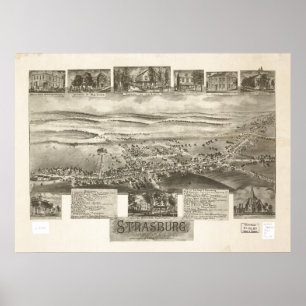 Strasburg Pennsylvania 1903 Antik Panoramabalkarte Poster