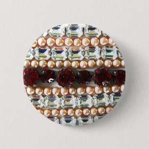 Strass und Perlen - Vintage-Schmuck Button