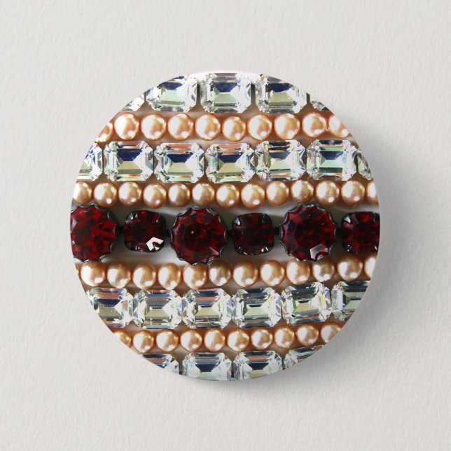 Strass und Perlen - Vintage-Schmuck Button (Vorderseite)