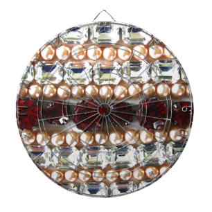Strass und Perlen - Vintage-Schmuck Dartscheibe