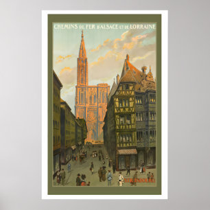 Straßburg Elsass Frankreich Vintage-Reiseposter Poster