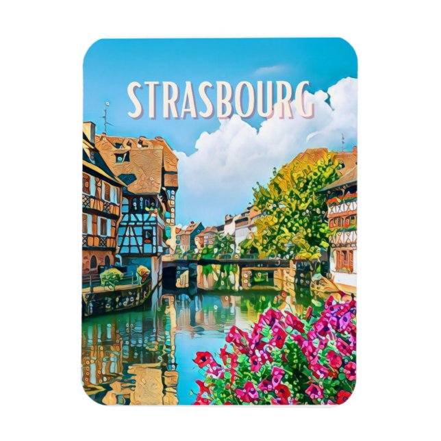Straßburg Foto Vintage Magnet (Vertikal)