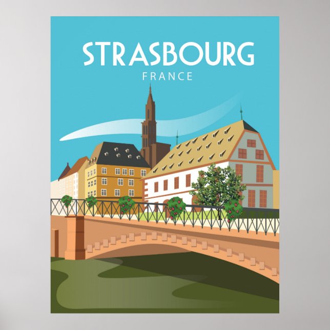Straßburg Frankreich Jahrgang Reise Poster Wand Ku (Vorne)