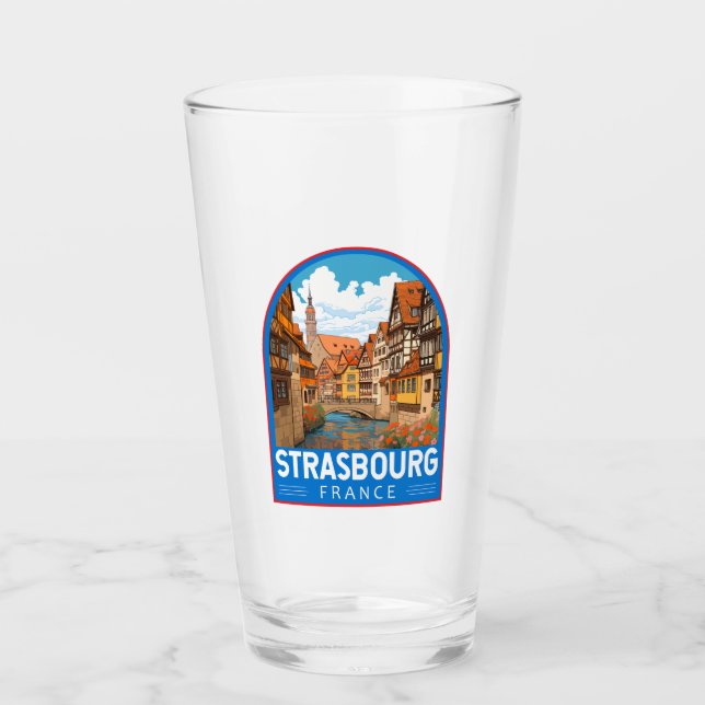 Straßburg Frankreich Reisen Kunst Vintag Glas (Vorderseite)