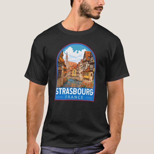 Straßburg Frankreich Reisen Kunst Vintag T-Shirt (Vorderseite)
