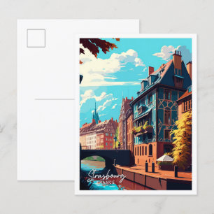 Straßburg Frankreich Vintage Illustration Postkarte
