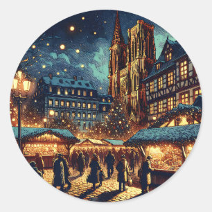 Straßburg, Frankreich - Weihnachtsmarkt Runder Aufkleber