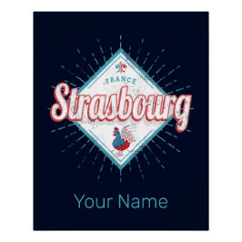 Straßburg Grand Est France Retro Rooster Vintag Poster