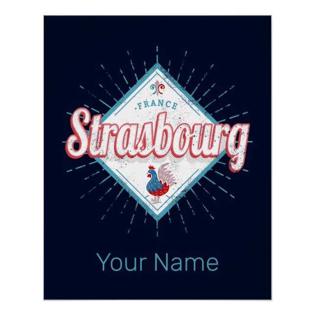 Straßburg Grand Est France Retro Rooster Vintag Poster (Vorderseite)