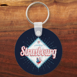 Straßburg Grand Est France Retro Rooster Vintag Schlüsselanhänger