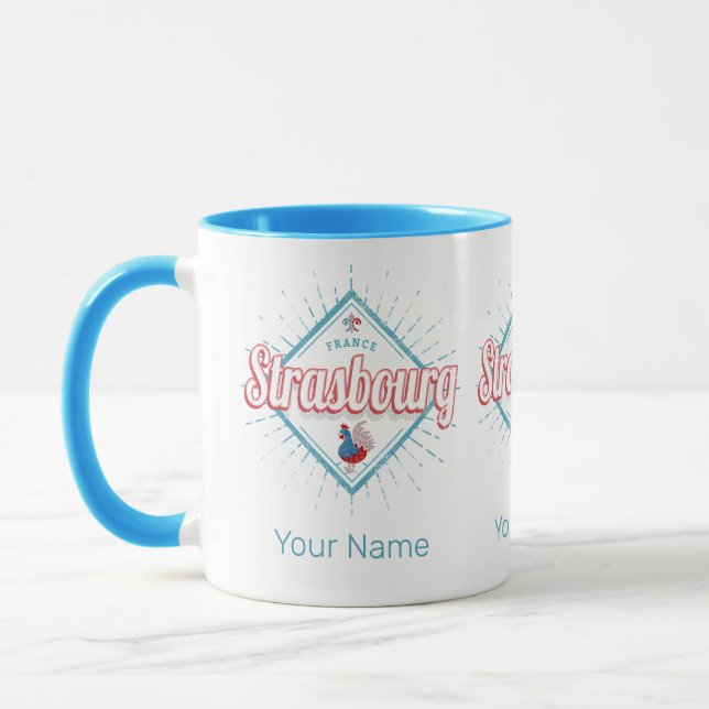 Straßburg Grand Est France Retro Rooster Vintag Tasse (Links)