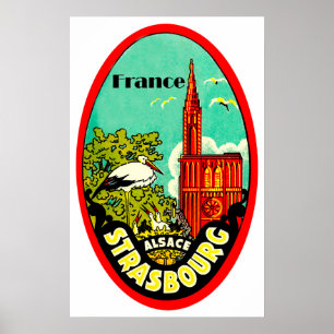 Straßburg-Kathedrale, Störche, Frankreich, Vinta Poster
