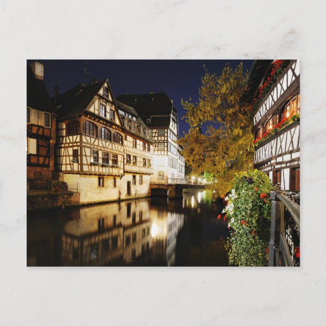 Straßburg nachts postkarte (Vorderseite)
