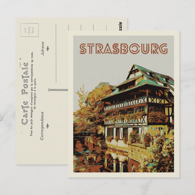 Straßburg, typisches Haus Frankreich Postkarte (Vorne/Hinten)