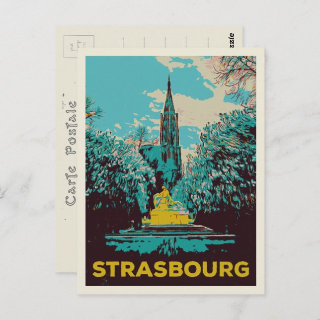 Straßburger Kathedrale Abbildung Frankreich Postkarte (Vorne/Hinten)