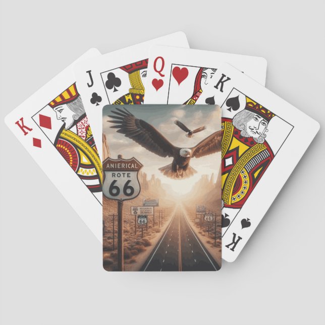 Straße-66-Kartenspiel mit Adler während des Fluges Spielkarten (Rückseite)