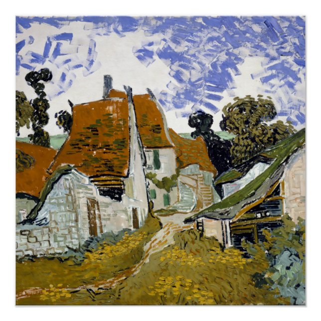 Straße Auvers-sur-Oise von Vincent van Gogh Poster (Vorderseite)