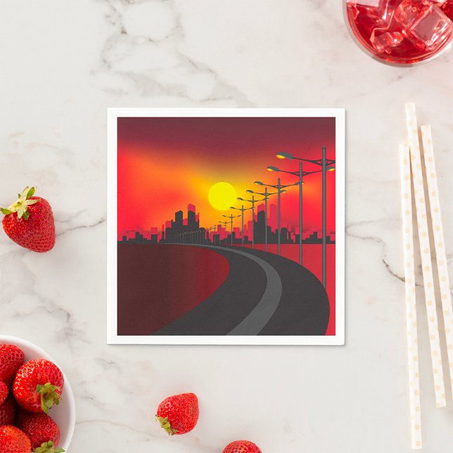 Straße bei Sunset Paper Napkins Serviette (Von Creator hochgeladen)