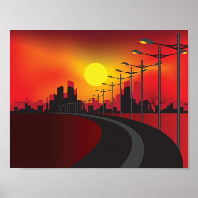 Straße bei Sunset Poster (Vorne)
