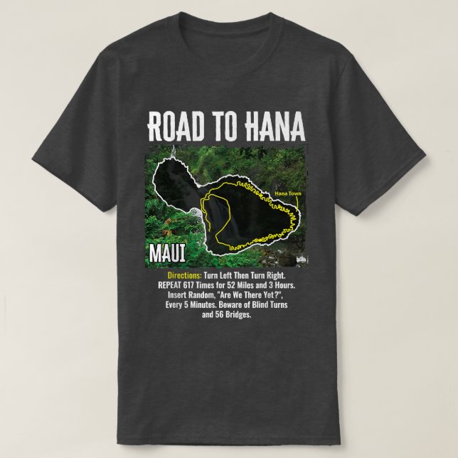 Straße bis Hana Map Maui Island Surfen Hawaiianisc T-Shirt (Design vorne)