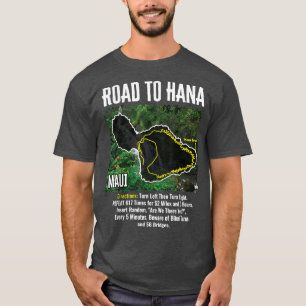 Straße bis Hana Map Maui Island Surfen Hawaiianisc T-Shirt