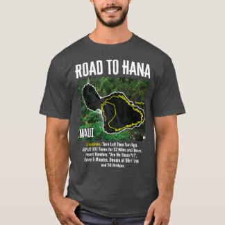 Straße bis Hana Map Maui Island Surfen Hawaiianisc T-Shirt