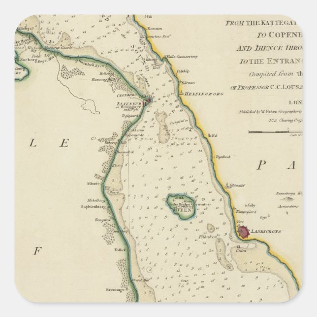 Straße Dänemark-Schweden Quadratischer Aufkleber (Vorderseite)